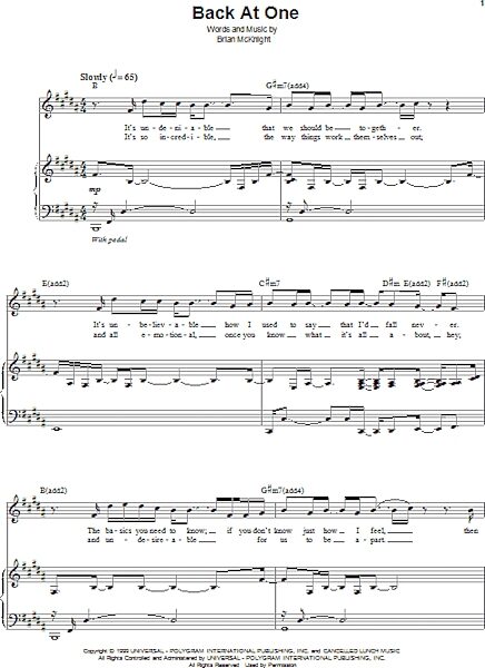 open zoom image for Back At One - Piano Vocal, New, Main
