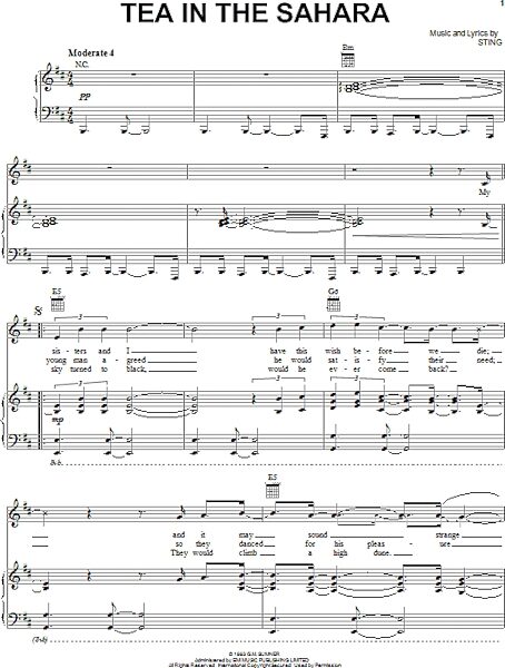 open zoom image for Tea In The Sahara - Piano/Vocal/Guitar, New, Main