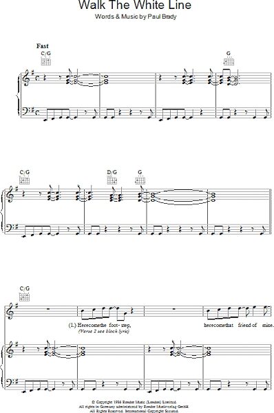 open zoom image for Walk The White Line - Piano/Vocal/Guitar, New, Main