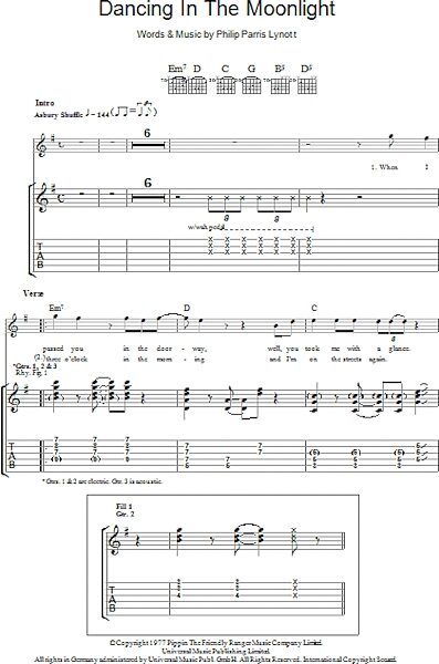 open zoom image for Dancing In The Moonlight - Guitar TAB, New, Main