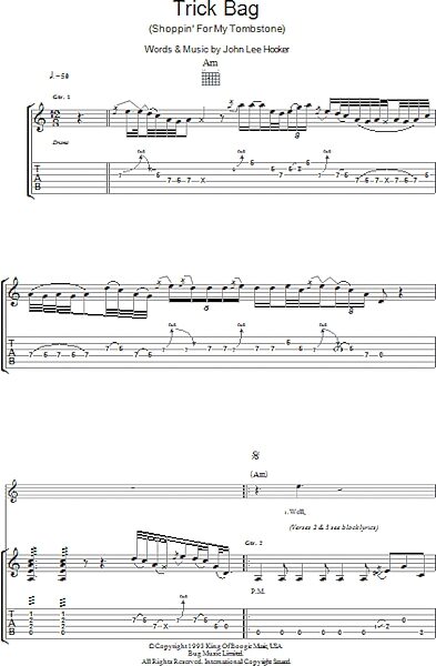 open zoom image for Trick Bag (Shopping For My Tombstone) - Guitar TAB, New, Main