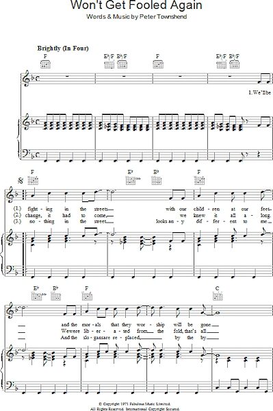 open zoom image for Won't Get Fooled Again - Piano/Vocal/Guitar, New, Main