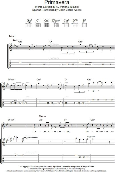 open zoom image for Primavera - Guitar TAB, New, Main