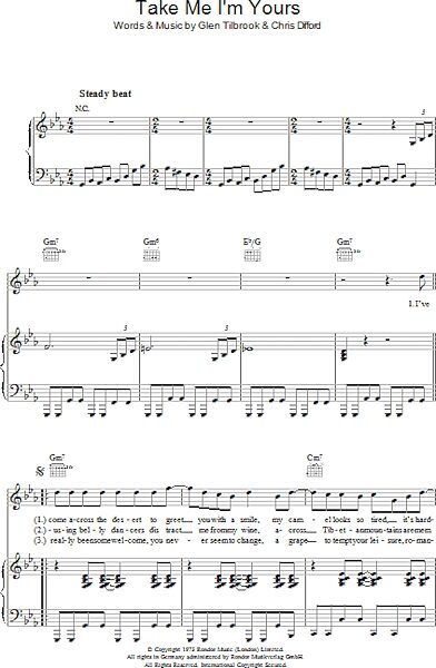 open zoom image for Take Me I'm Yours - Piano/Vocal/Guitar, New, Main