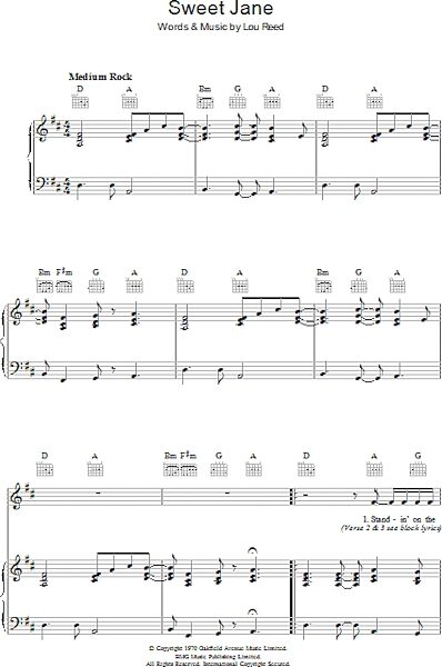 open zoom image for Sweet Jane - Piano/Vocal/Guitar, New, Main