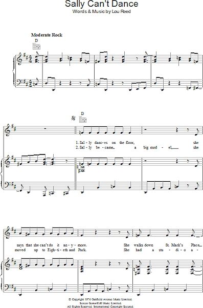 open zoom image for Sally Can't Dance - Piano/Vocal/Guitar, New, Main