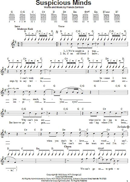 open zoom image for Suspicious Minds - Easy Guitar, New, Main