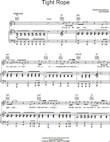 open zoom image for Tight Rope - Piano/Vocal/Guitar, New, Main