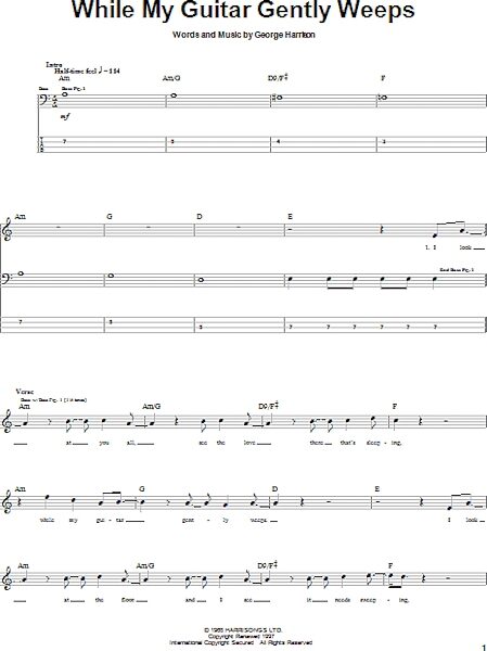 open zoom image for While My Guitar Gently Weeps - Bass Tab, New, Main
