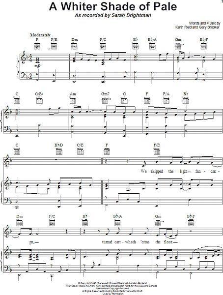 open zoom image for A Whiter Shade Of Pale - Piano/Vocal/Guitar, New, Main
