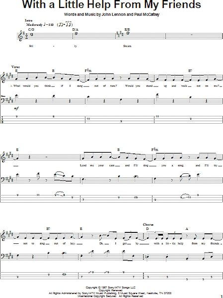 open zoom image for With A Little Help From My Friends - Bass Tab, New, Main