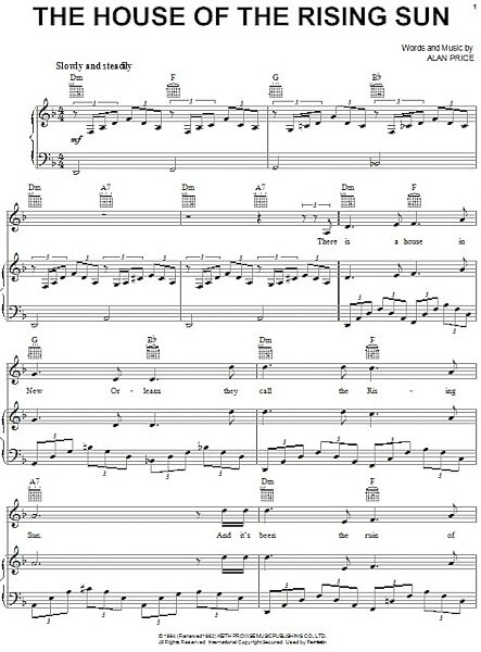 open zoom image for The House Of The Rising Sun - Piano/Vocal/Guitar, New, Main
