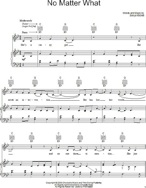open zoom image for No Matter What - Piano/Vocal/Guitar, New, Main