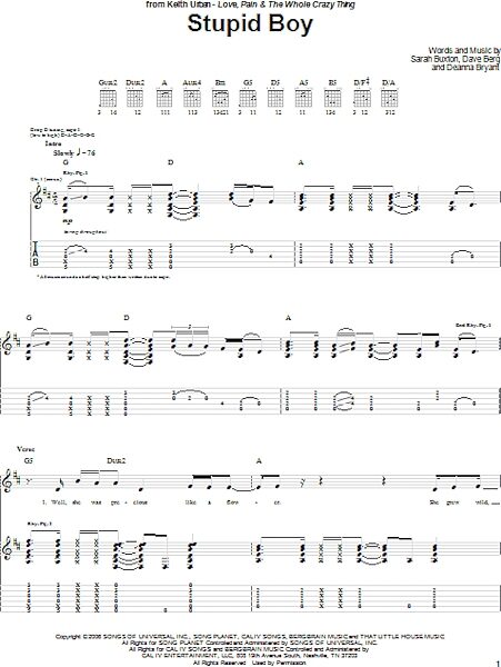 open zoom image for Stupid Boy - Guitar TAB, New, Main