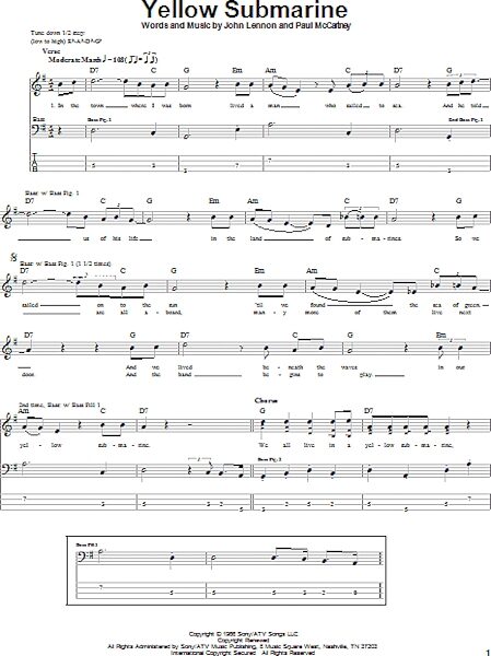 open zoom image for Yellow Submarine - Bass Tab, New, Main