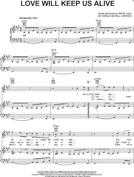 open zoom image for Love Will Keep Us Alive - Piano/Vocal/Guitar, New, Main