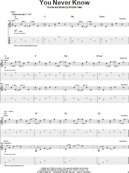 open zoom image for You Never Know - Guitar TAB, New, Main