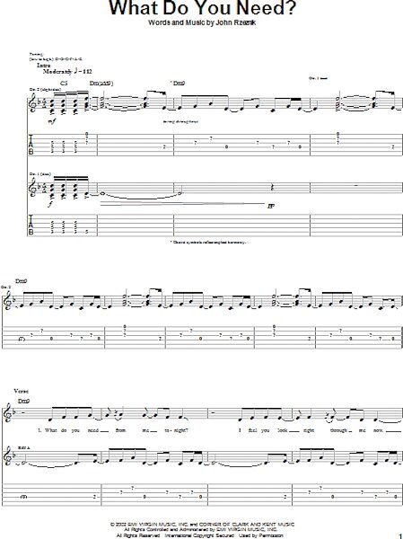 open zoom image for What Do You Need? - Guitar TAB, New, Main