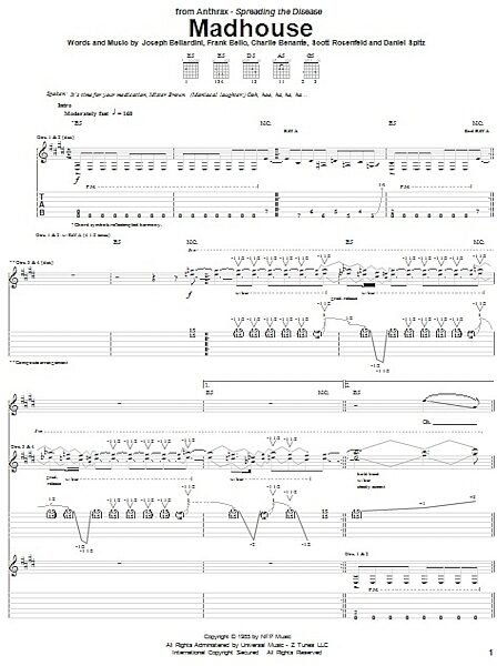 open zoom image for Madhouse - Guitar TAB, New, Main