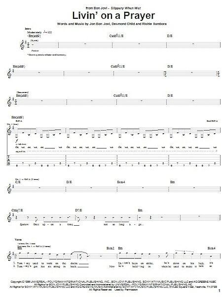 open zoom image for Livin' On A Prayer - Guitar TAB, New, Main