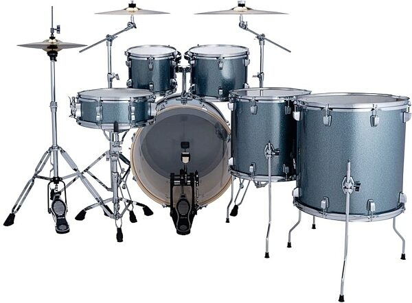 open zoom image for Ludwig LE622 Evolution Complete Drum Set, 6-Piece, Atlantic Sparkle, with Hardware + Paiste 101 Cymbals, Action Position Back