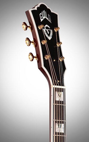 open zoom image for Guild D55 Dreadnought Acoustic Guitar (with Case), Headstock Left Front