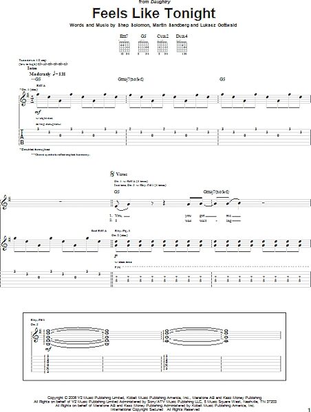 open zoom image for Feels Like Tonight - Guitar TAB, New, Main