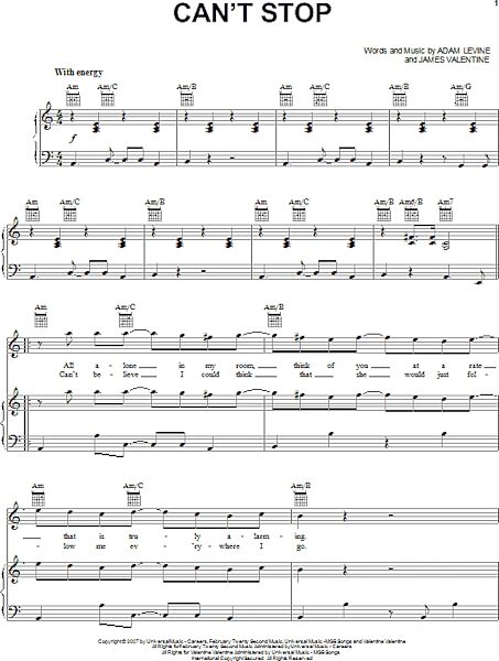 open zoom image for Can't Stop - Piano/Vocal/Guitar, New, Main