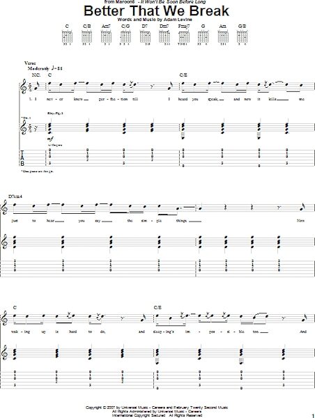open zoom image for Better That We Break - Guitar TAB, New, Main