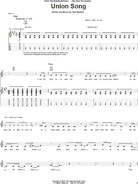 open zoom image for Union Song - Guitar TAB, New, Main