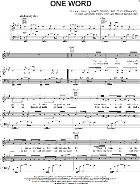 open zoom image for One Word - Piano/Vocal/Guitar, New, Main