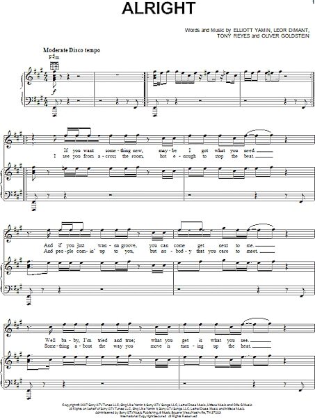 open zoom image for Alright - Piano/Vocal/Guitar, New, Main
