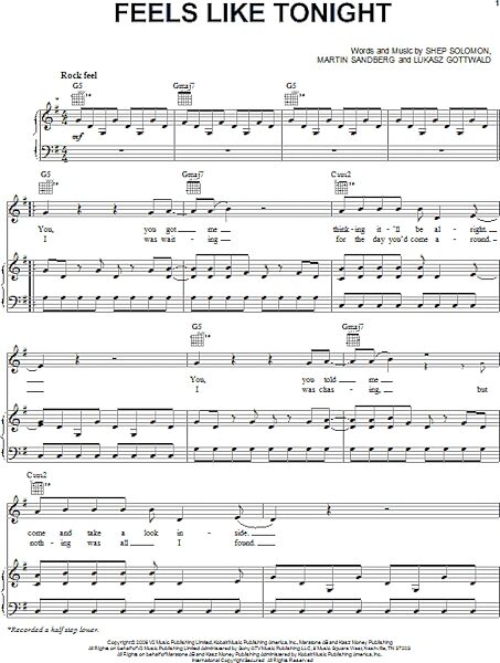 open zoom image for Feels Like Tonight - Piano/Vocal/Guitar, New, Main