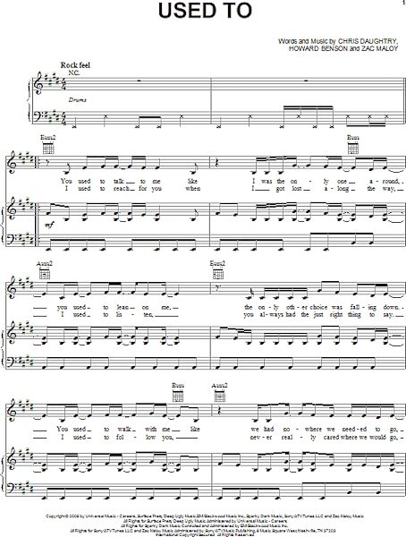 open zoom image for Used To - Piano/Vocal/Guitar, New, Main