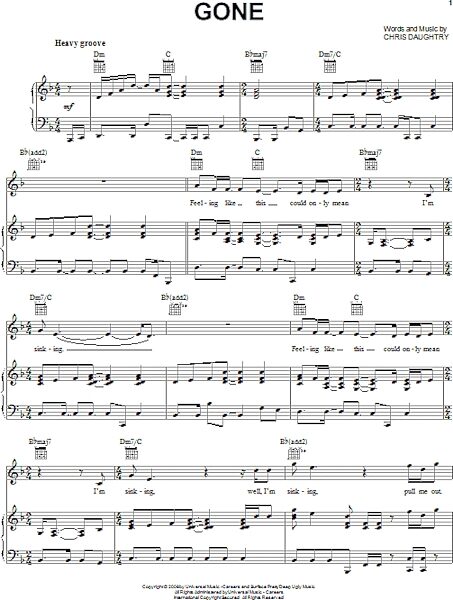 open zoom image for Gone - Piano/Vocal/Guitar, New, Main