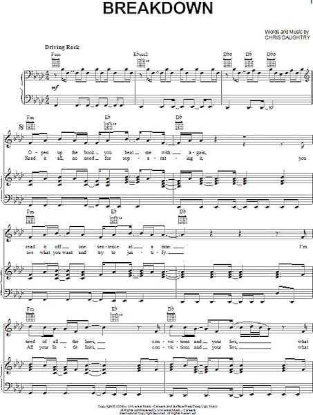 open zoom image for Breakdown - Piano/Vocal/Guitar, New, Main