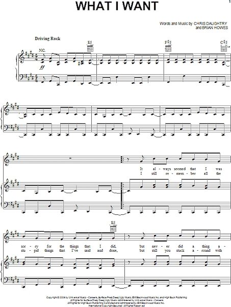 open zoom image for What I Want - Piano/Vocal/Guitar, New, Main