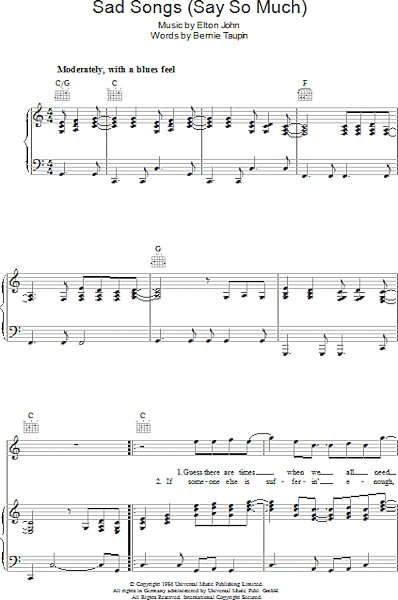 open zoom image for Sad Songs (Say So Much) - Piano/Vocal/Guitar, New, Main