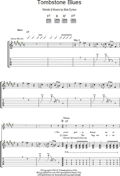 open zoom image for Tombstone Blues - Guitar TAB, New, Main