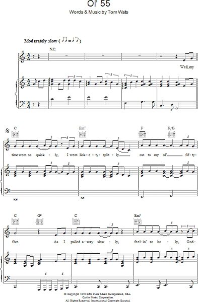 open zoom image for Ol' 55 - Piano/Vocal/Guitar, New, Main