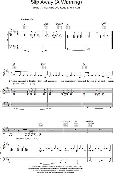 open zoom image for Slip Away (A Warning) - Piano/Vocal/Guitar, New, Main
