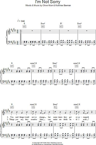 open zoom image for I'm Not Sorry - Piano/Vocal/Guitar, New, Main