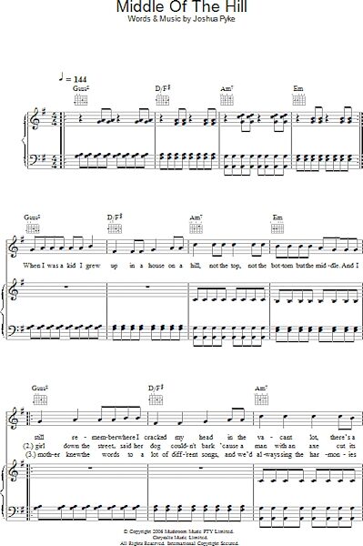 open zoom image for Middle Of The Hill - Piano/Vocal/Guitar, New, Main