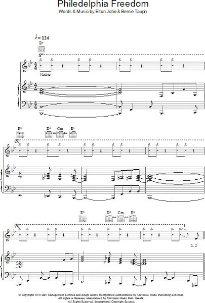 open zoom image for Philadelphia Freedom - Piano/Vocal/Guitar, New, Main
