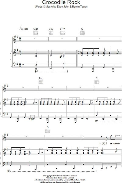 open zoom image for Crocodile Rock - Piano/Vocal/Guitar, New, Main