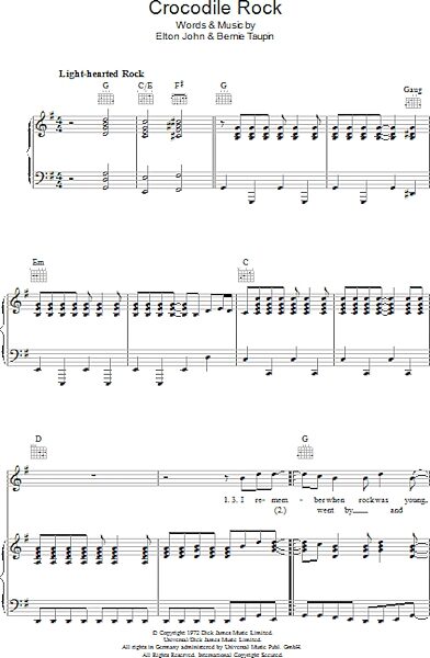 open zoom image for Crocodile Rock - Piano/Vocal/Guitar, New, Main