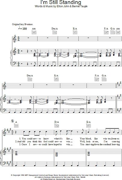 open zoom image for I'm Still Standing - Piano/Vocal/Guitar, New, Main