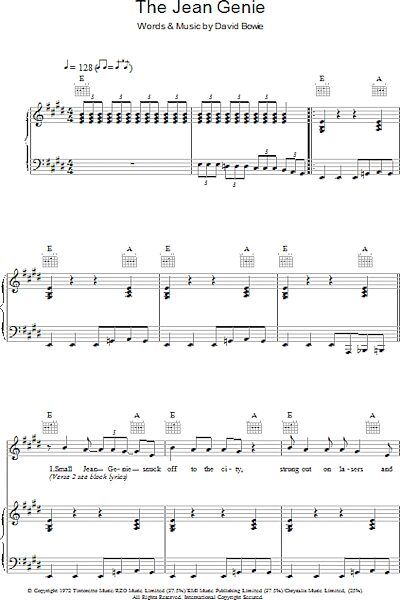 open zoom image for The Jean Genie - Piano/Vocal/Guitar, New, Main