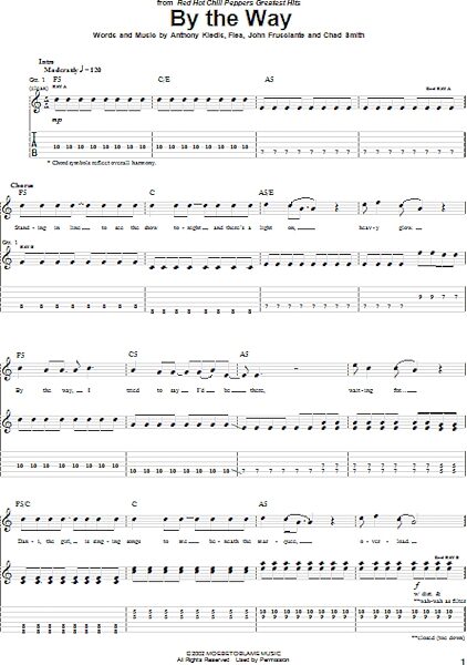 open zoom image for By The Way - Guitar TAB, New, Main