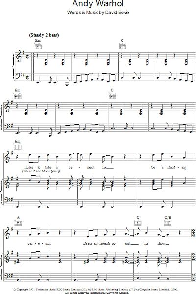 open zoom image for Andy Warhol - Piano/Vocal/Guitar, New, Main